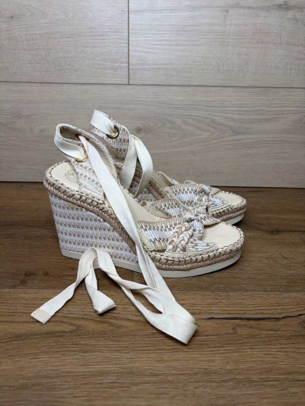 Vince Camuto Bealie Woven Lace Up Wedge Sandals 7.5M